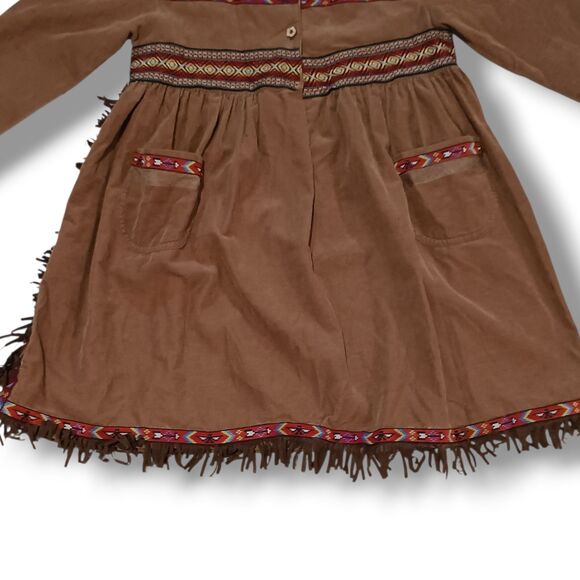Vtg Disney Minnie N Me Indian Costume Dress Up-Size 10-Fringe-Pockets-Corduroy - Picture 4 of 12